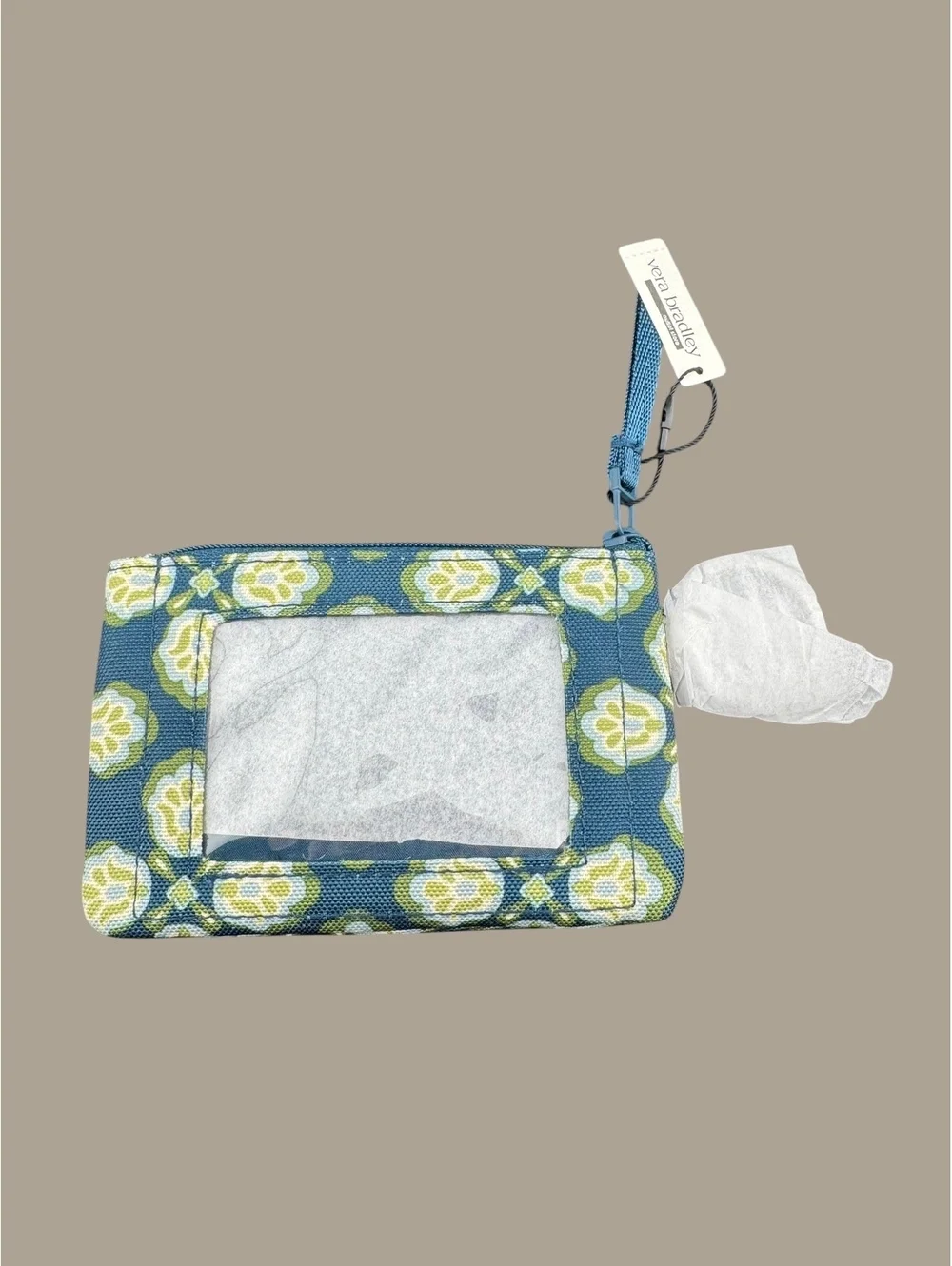 Vera Bradley Blue and Green Floral Zip ID Case
